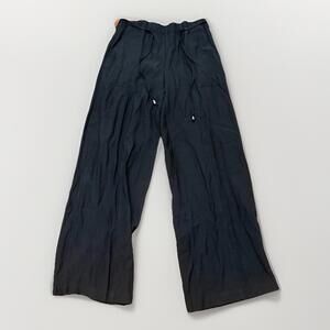 Zara Black Wide Leg Drawstring Pants Elastic Waist Lightweight Women’s M